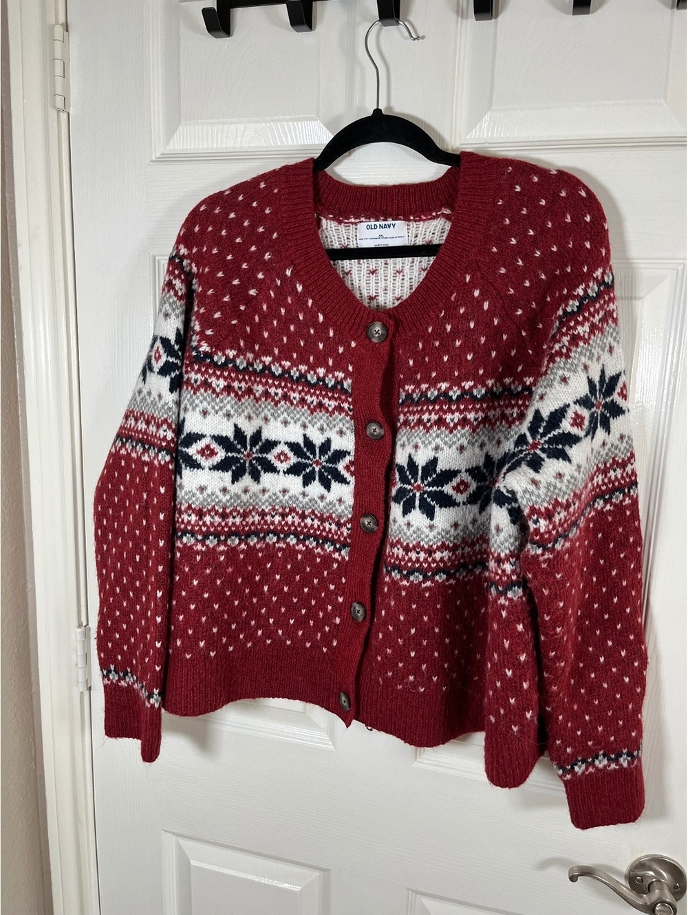 Old Navy red fair isle knit cardigan women’s xxl Christmas